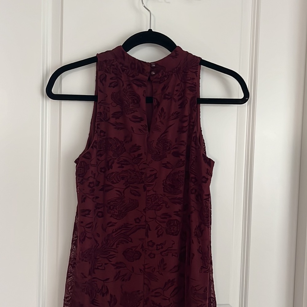 Velvet floral dress - wine red